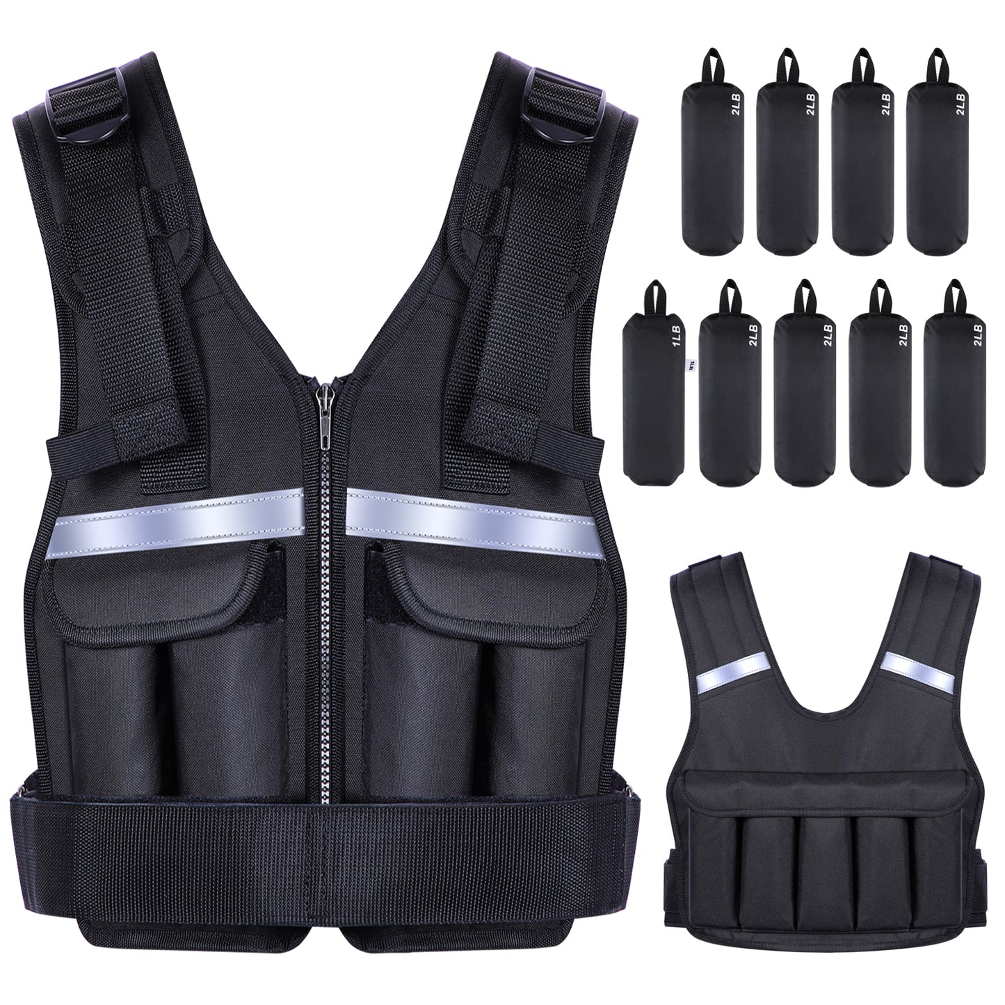 Adjustable Weighted Vest Weights Set: Sportneer 2-18 lbs/2-19 lbs Body Weight Vests 9 In 1 Fast Adjust Running Vest for Men Women Gym Home Workout Fitness Strength Training 2-18/19 Lbs Removable