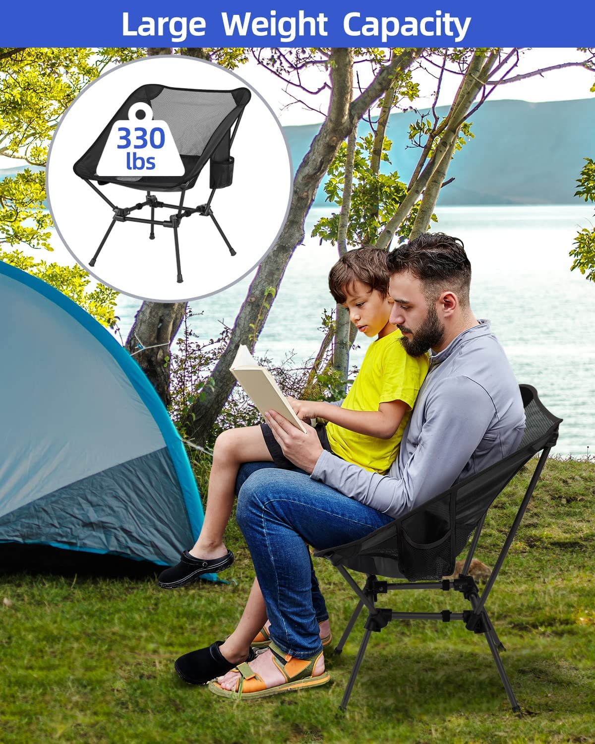 Camping Chair Lounge Chair Portable Aluminum Alloy Outdoor Fishing Chair,  Easy to Store Foldable Beach Chair, Heavy Duty Compact Camping Chair, Load