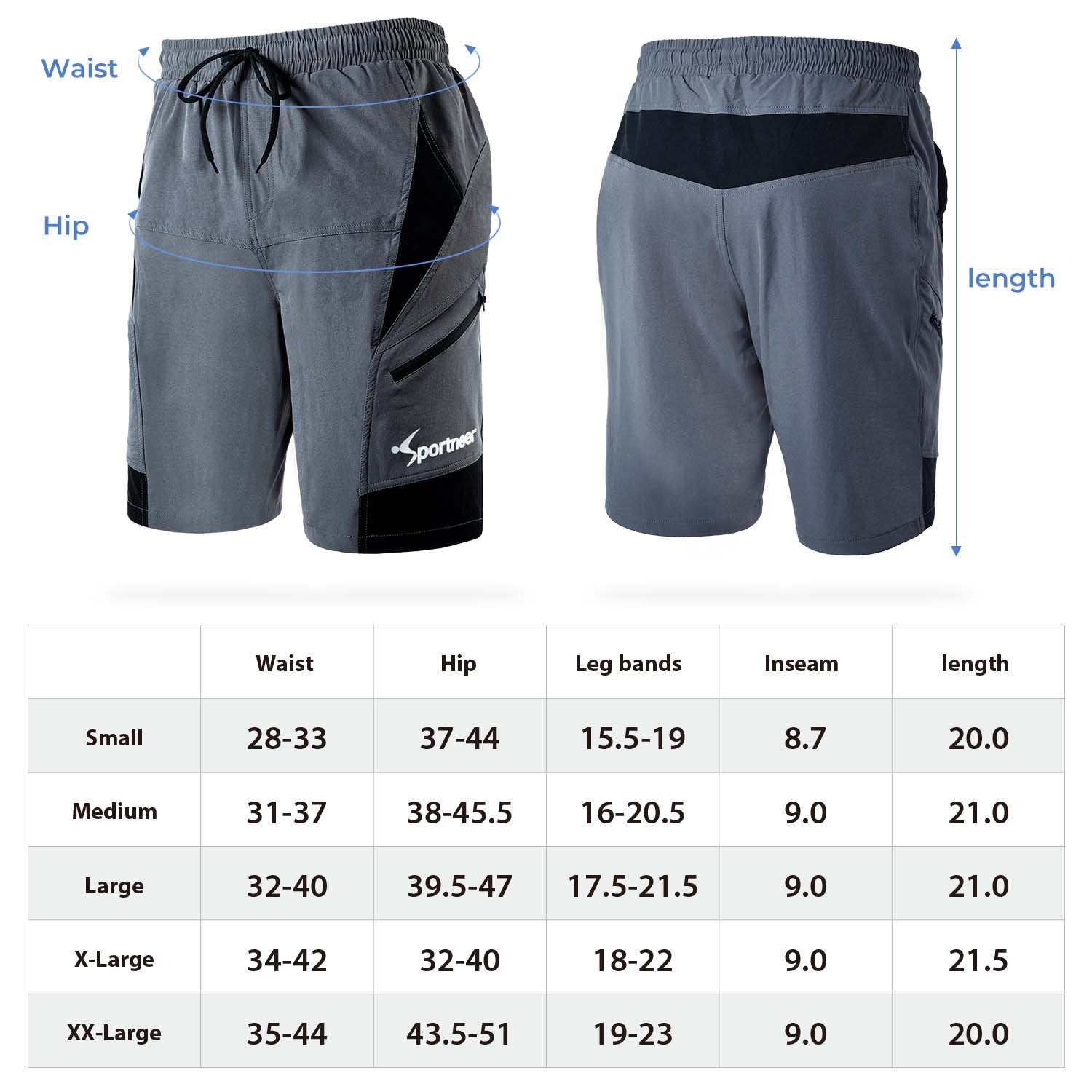 Sportneer Men s 3D Padded Mountain Bike Cycling Shorts